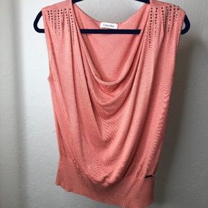CK Pink Sleeveless Blouse w Silver Studs